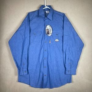 Rasco FR WorkShirt Adult Large Blue Flame Resistant Button Up NFPA 2112-2018 Men